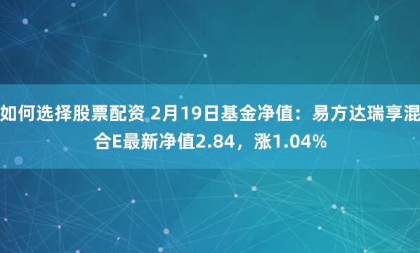 如何选择股票配资 2月19日基金净值：易方达瑞享混合E最新净值2.84，涨1.04%