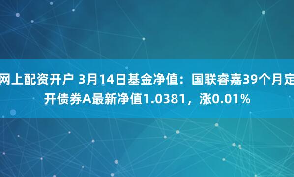 网上配资开户 3月14日基金净值：国联睿嘉39个月定开债券A最新净值1.0381，涨0.01%